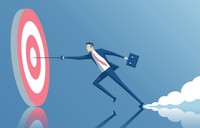 sales man aiming at target